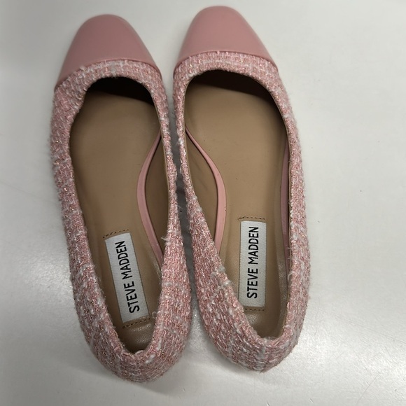 Steve Madden Blair Ballet Flats Loafers Shoes Textured Tweed Plaid Pink Size 6.5 - Picture 8 of 11